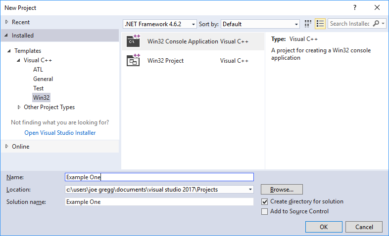 win32 application wizard in visual studio 2017